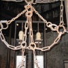 Death masks in a gibbet in the keep of Norwich Castle.