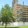 Kirkstall Abbey during restoration work 2005. Leeds, West Yorkshire.