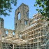 Kirkstall Abbey during restoration work 2005. Leeds, West Yorkshire.