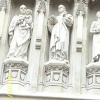 close-up of frontice statues near Dietrich Bonhoeffer (German)