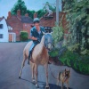 A Lady on a White Horse in Shere, Surrey: A painting by Stanley Port.