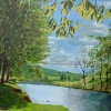 The Fisherman in Wharfdale, near Grassington N Yorkshire: A painting by Stanley Port.