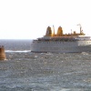 A Scandinavian ferry enters the Tyne, England