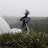 One of the statues made from steel at the Eden Project in Cornwall.