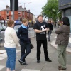 Pattie, Loraine, David (mate & tour guide), and David at the roundabout in Liverpool