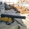 Old Cannon and rusty anchors, Portsmouth Dockyard, Hampshire