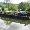 Barge on the river Avon at Saltford, Somerset