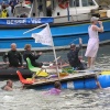 Raft race at Feast Week in Mevagissey, Cornwall