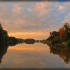 Trentham Gardens lake at sunset, Stoke-on-Trent, Staffordshire