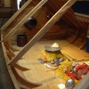 Replica of boat burial in exhibition centre, Sutton Hoo, Woodbridge, Suffolk
