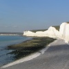 White cliffs sparkle in bright autumn sun at the Seven Sisters