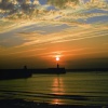 Sunset over west pier, Whitehaven, Cumbria