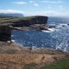 Yesnaby,  Scotland - with the island of How in the distance.