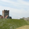 Saxon Church At  Dover Castle with The Keep of The Castle in The Background