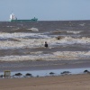 Gormley Statue & incoming tide, Crosby Beach, Sefton, Mersyside