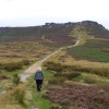 Walking to craggs on Longshaw