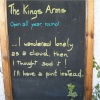Sign outside pub, Hawkshead, Cumbria.