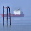 Another cargo ship leaves the Humber, Kilnsea, East Riding of Yorkshire
