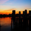Sunset over Canary Wharf, London