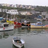 Boats in Mevagissey harbour at high tide
