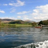 Rowing boat on Derwentwater from the launch