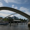 Gateshead Millennium Bridge. Bridge open. 900 tons of bridge lifted in a few minutes.