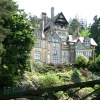 The Iron Bridge and Main House, Cragside Estate, nr Rotherbury, Northumberland.