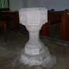 The font in Slaughterford Church