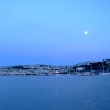 Brixham harbour at dusk.