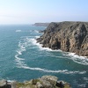 Distant view of Land's End from Gwenapp Head, near St Levan, Cornwall