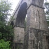 Treffry's Viaduct at Luxulyan, south Cornwall, on a very wet day