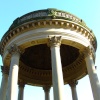 The top of an ornate bandstand.