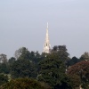Distant view of the church spire at King's Sutton, Northants.