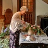 Flower arranger at Hall's Croft, Stratford-upon-Avon