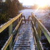 Slippery footbridge
