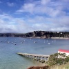 Tenby Bay and Lifeboat House & Launcher Ramp.