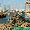 Crab pots on the quay.