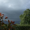 Stormy sky over the village