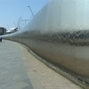 Wall of water outside train station