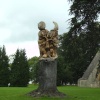 Two sided felled tree sculpture