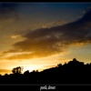 Poole, Dorset. Sunset over sand dunes