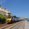 Dawlish promenade and red cliffs with first Intercity 125 - June 2009
