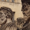 Stone heads outside the Sheldonian Theatre, Oxford