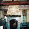 A small fireplace.