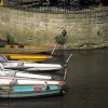 A Punt (at the back) and other boats at the ready on the River Cherwell