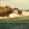 A lively sea at Polperro Harbour