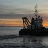'Seahorse' dredger at dawn
