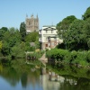 Hereford, the river Wye and the Cathedral