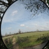 Reflection in a traffic mirror, Passenham, Northants