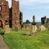 Lindisfarne Abbey with Castle in background